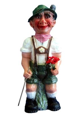 Gartenfigur Seppel Alois stehend großer Bayer in Latzhose H 80cm Dekofigur Kunststoff