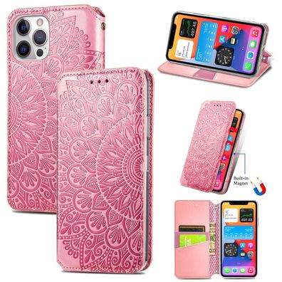 Hülle Handy Schutz für Apple iPhone 12 Mini Case Flip Cover Tasche Etuis Rosa