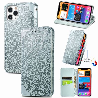 Hülle Handy Schutz für Apple iPhone 11 Case Flip Cover Tasche Etuis Bumper Grau