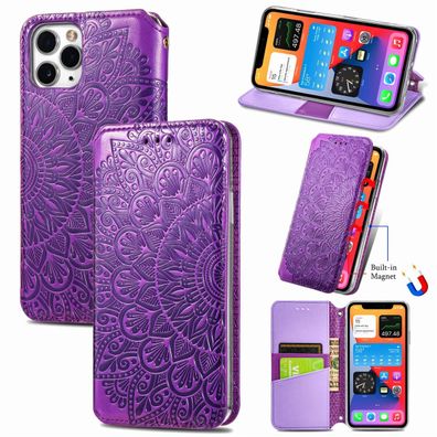 Hülle Handy Schutz für Apple iPhone 11 Pro Case Flip Cover Tasche Etuis Violett
