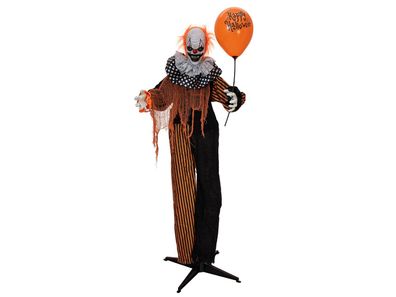 Europalms Halloween Figur Clown mit Luftballon, animiert, 166cm