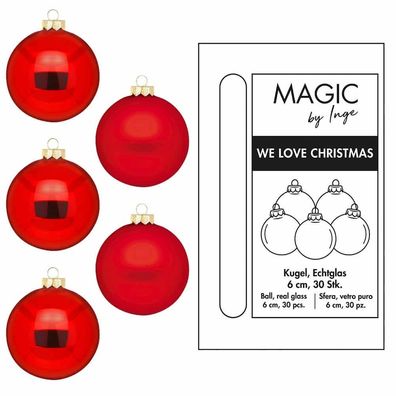 Weihnachtskugeln 30 Stk 6cm Merry Red Inge-Glas
