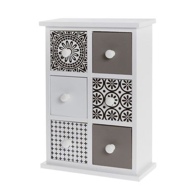 Minikommode FLORA schwarz weiß grau aus Holz Schmuckkommode Puppenschrank
