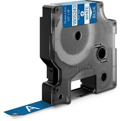 Original Dymo 1805243 Etiketten weiß auf blau 12mm x 55m