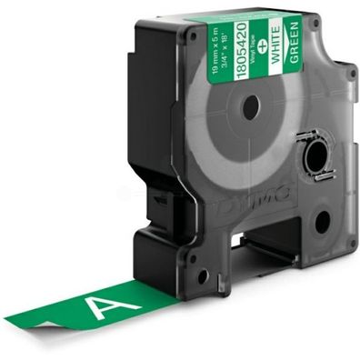 Original Dymo 1805420 Etiketten weiß auf grün 19mm x 55m