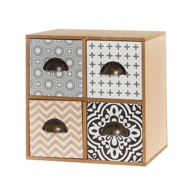 Minikommode FIONA braun weiß grau aus Holz Schmuckkommode Puppenschrank