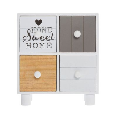 Minikommode HOME SWEET HOME weiß grau gelb aus Holz Puppenschrank Puppenkommode