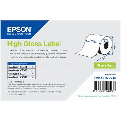 Original Epson C33S045538 Etiketten