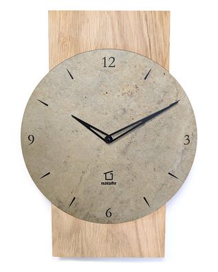 Natuhr Funk-Wanduhr Zugspitze Massivholz Eiche und Schiefer 18NU1-10-2