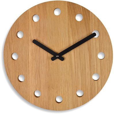 Natuhr Wanduhr Dot Massivholz Eiche Geölt ? 30 cm 40NU1-11-1
