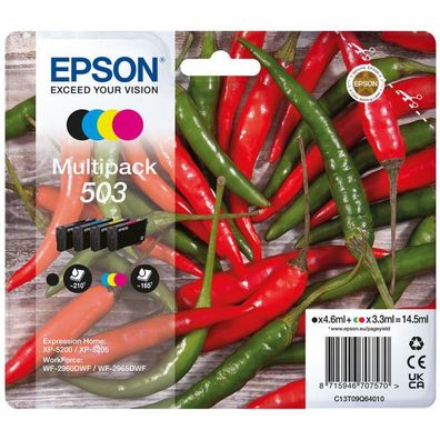 Original Epson 503 T09Q6 C13T09Q64010 Tinte Multipack schwarz cyan magenta gelb 4 S