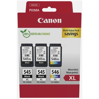 Original Canon PG-545XL & CL-546XL 8286B013 Tinte Multipack schwarz color 3 Stück