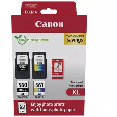 Original Canon PG-560XL & CL-561XL 3712C008 Tinte Multipack schwarz color 2 Stück in