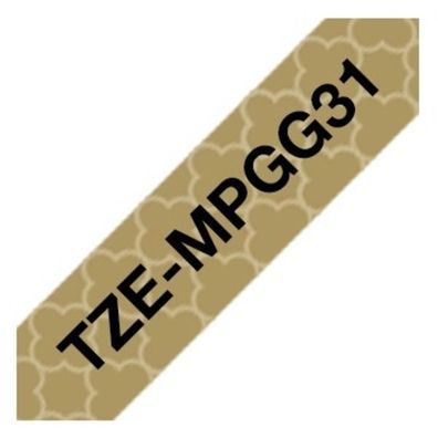 Original Brother TZE-MPGG31 Schriftband schwarz auf gold 12mm x 4m