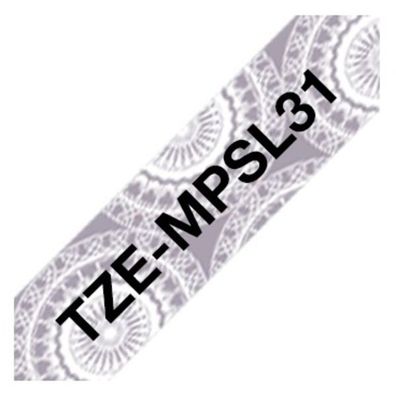 Original Brother TZE-MPSL31 Schriftband schwarz auf silber Spitze 12mm x 4m