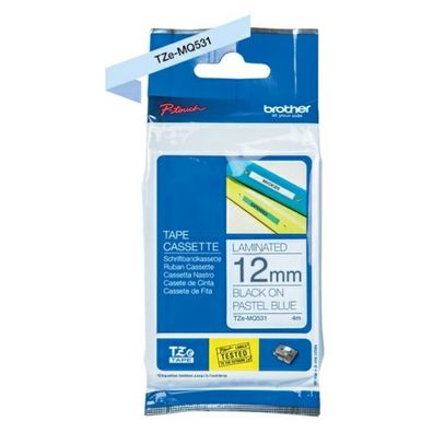 Original Brother TZE-MQ531 Schriftband schwarz auf pastellblau 12mm x 4m
