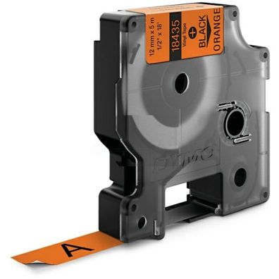 Original Dymo S0718490 18435 Etiketten schwarz auf orange 12mm x 55m