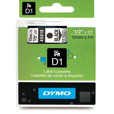 Original Dymo S0720500 45010 Etiketten schwarz auf transparent 12mm x 7m
