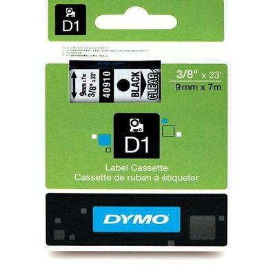 Original Dymo S0720670 40910 Etiketten schwarz auf transparent 9mm x 7m