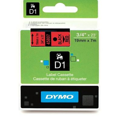 Original Dymo S0720870 45807 Etiketten schwarz auf rot 19mm x 7m