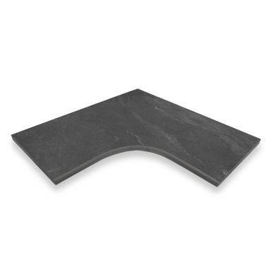 Trend Keramikstein Ecke Radius 135 | 60 x 60 x 2 cm | Earthstone Nero | Dunkelgrau