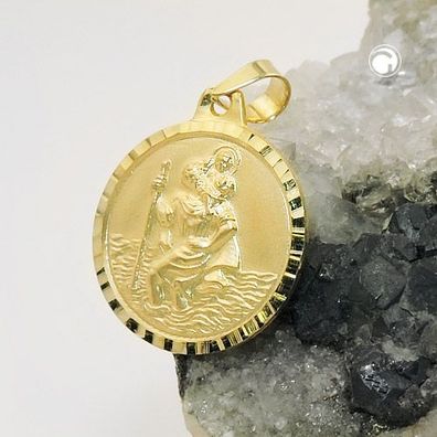Anhänger, Christophorus 16mm, 9Kt GOLD, Wunderschöner, 16mm großer Anhänger