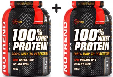 2 x Nutrend 100% Whey Protein, Strawberry - 2250g