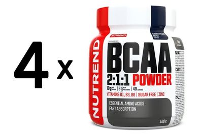 4 x Nutrend BCAA 2:1:1 Powder, Blackcurrant Blast - 400g