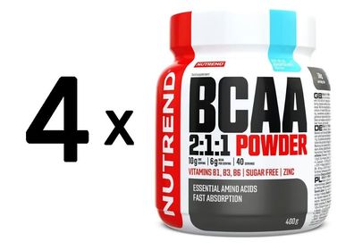 4 x Nutrend BCAA 2:1:1 Powder, Icy Blue Raspberry - 400g