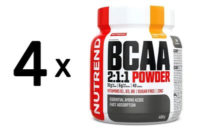 4 x Nutrend BCAA 2:1:1 Powder, Mango Sorbet - 400g