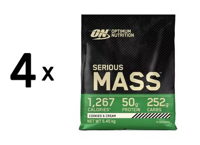 4 x Optimum Nutrition Serious Mass (12lbs) Cookies and Cream