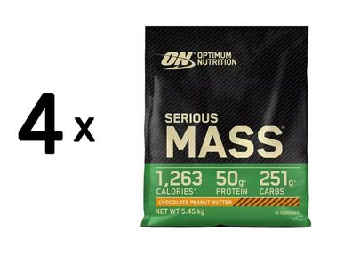 4 x Optimum Nutrition Serious Mass (12lbs) Chocolate Peanut Butter