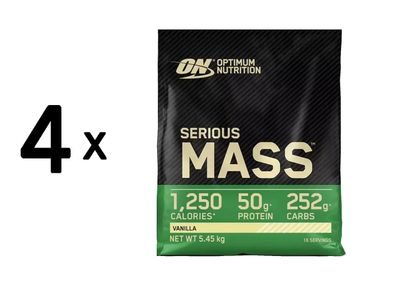 4 x Optimum Nutrition Serious Mass (12lbs) Vanilla
