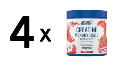 4 x Applied Nutrition Creatine Monohydrate, Strawberry & Raspberry - 250g