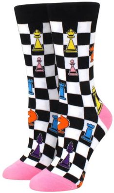 Schach Socken Rosa/Schwarz/Weiß - Damen & Kinder 36-43