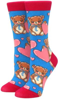 Glücksbärchen Socken - Blau/Rot - 36-46 Damen & Kinder