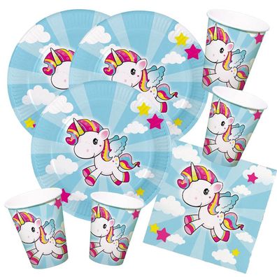 52-teiliges Party Deko Set Einhorn Unicorn Rainbow - für 16 Personen