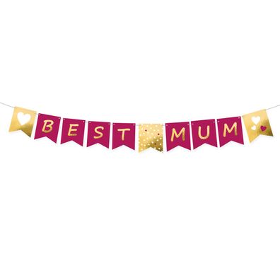Partykette Banner Girlande "Best Mom" Muttertag 180 x 15 cm