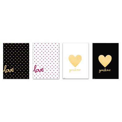 4 Geschenktüten Papier Everyday Love 15cm x 21cm x 6cm
