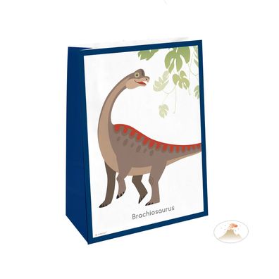 Happy Dinosaur - 4 Papiertüten mit Sticker Dino Brachiosaurus