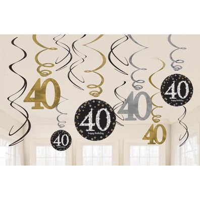Girlanden Deko Swirl - 40. Jahrestag - Sparkling Gold