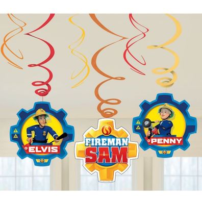 Feuerwehrmann Sam - 6 Swirls Hänge Deko Dekospiralen