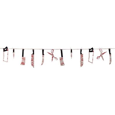 Girlande blutige Folterinstrumente Folie 228 cm