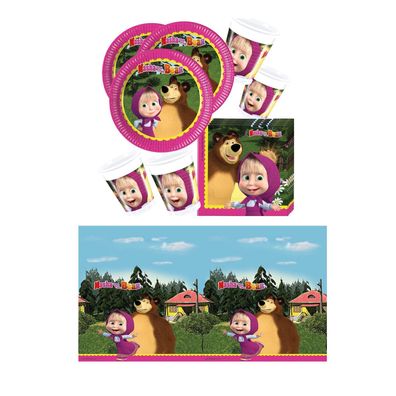 37-teiliges Party-Set Mascha und der Bär - für 8 Kinder