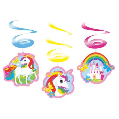 6 Deko-Spiralen - Einhorn / Rainbow