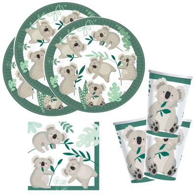 48- teiliges Partyset Koala für 16 Personen