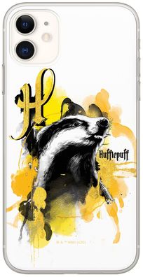 Harry Potter - iPhone 13 Mini Handyhülle - Hufflepuff Logo Weiß