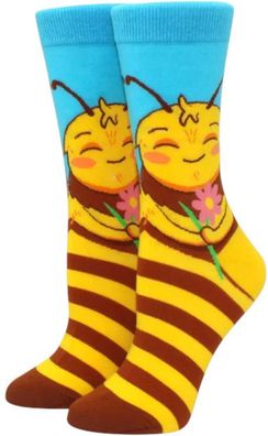 Biene Maja Socken - Gelb Braun Blau - Damen & Kinder 36-43