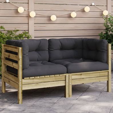 vidaXL Garten-Ecksofa mit Kissen Kiefernholz Imprägniert