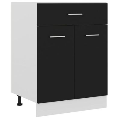 vidaXL Schubunterschrank Lyon Schwarz 60x46x81,5 cm Holzwerkstoff
